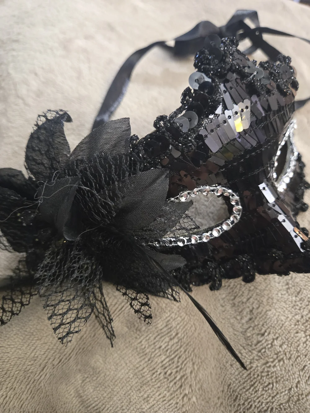 His And Hers Black Sequin & Glitter Masquerade Mask Set - Elegant Party Eye Mask